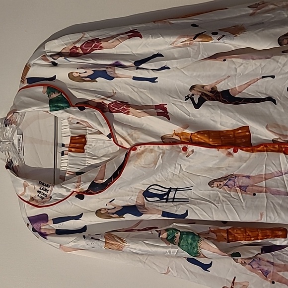 Taylor Swift SheShow Satin Pajama Set Wmn XL Lover Era White Colorful Sleepwear - Picture 4 of 14